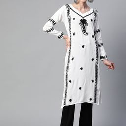 SHADES OF FAASHION Floral Embroidered Chikankari Kurta-picture-34