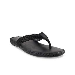 Metro Women Black Solid Leather Open Toe Flats-image-96