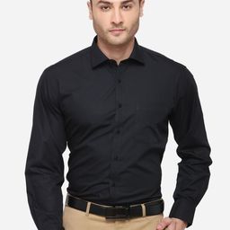 Greenfibre Men Black Regular Fit Solid Formal Shirt-image-49