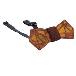 PELUCHE Men Yellow & Brown Printed Wooden Bow Tie-image-24