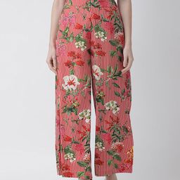 KASSUALLY Women Red & White Relaxed Straight Fit Striped Parallel Trousers-image-61