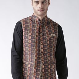 Hangup Men Multicoloured Printed Nehru Jacket-23
