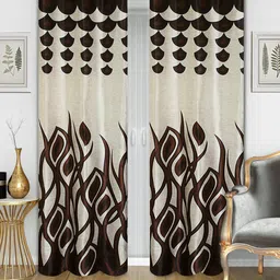 Good Homes by Home Candy Beige & Coffee Brown Set of 2 Door Curtains-image-82