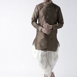 DEYANN Men Brown & White Solid Kurta with Patiala-image-50
