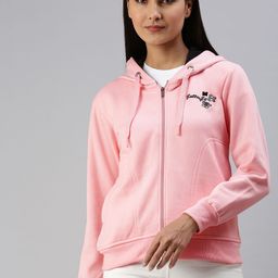 ADBUCKS Women Pink Hooded Solid Sweatshirt-image-25