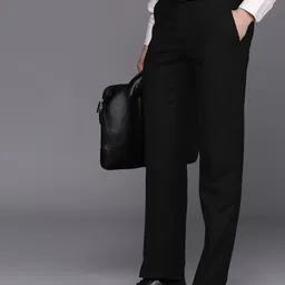 Louis Philippe Men Textured Slim Fit Formal Trousers-picture-35