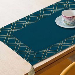 BLANC9 Set of 8 Teal Blue & Gold-Toned Foil Printed Table Placemats-18