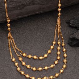NVR Women Gold-Plated Artificial Beads Layered Chain-image-28