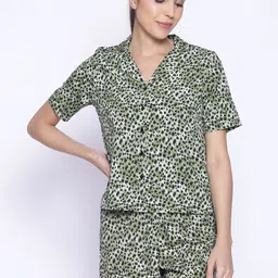 IX IMPRESSION Women Black & Green Printed Night suit-image-22