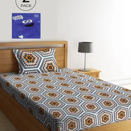 KLOTTHE Geometric 210 TC Polycotton 2 Single Bedsheet with 2 Pillow Covers-image-12