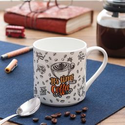 CLAY CRAFT Set Of 4 White Printed Bone China Cup Set 250 ml-15