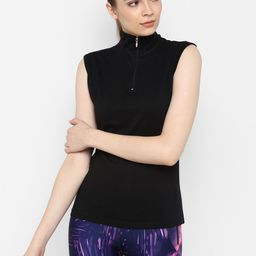 appulse Women Black Solid Slim-Fit High Neck T-shirt-41