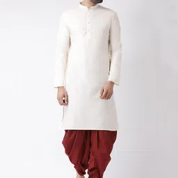 KISAH Men Cream-Coloured Solid Straight Kurta-image-43