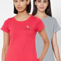 Soie Women Pack Of 2 Solid Lounge T-Shirts-image-42