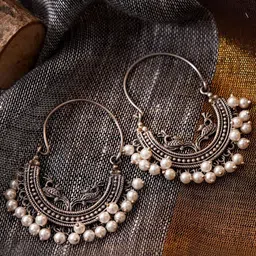 TEEJH Silver-Toned Contemporary Hoop Earrings-22