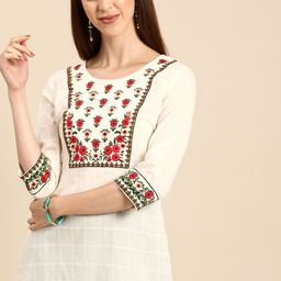 Anouk Women Off White Ethnic Motifs Embroidered Kurta-image-71