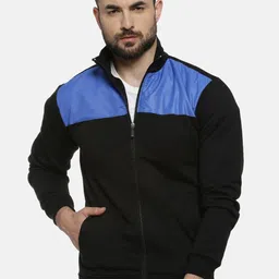 Campus Sutra Men Black & Blue Colourblocked Windcheater Bomber Jacket-image-96