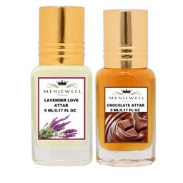 Menjewell Set Of 2 Lavender Love & Chocolate Attar - 10 ml-11