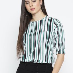 Style Quotient White & Green Candy Striped Top-image-88