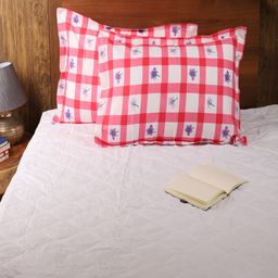 MFD HOME FURNISHING Set Of 2 White & Red Printed Rectangle Sleep Pillows-13