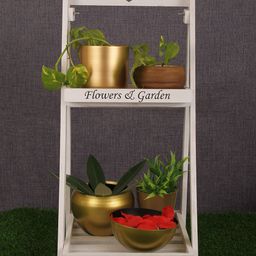 TIED RIBBONS White Solid Wooden Planter Stand-12