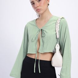 glitchez Front Tie-Up Crinkled Top-image-46