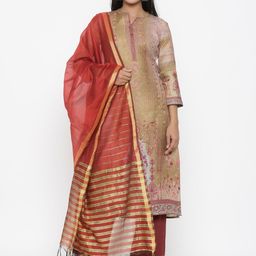 RANGMAYEE Women Beige & Maroon Printed Kurta with Palazzos & Dupatta-picture-8