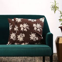 Contrast Living Brown & Off-White Set of 2 Floral Square Cushion Covers-34