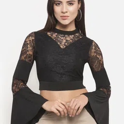 Martini Women Black Self Design Crop Fitted Top-picture-8