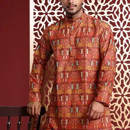 MANQ Men Ethnic Motifs Embroidered Chikankari Pure Cotton Kurta with Pyjamas-picture-2