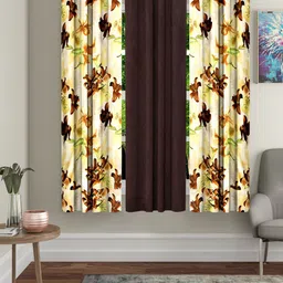 Home Sizzler Brown & Beige Set of 3 Door Curtains-53