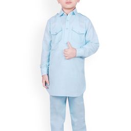 SG YUVRAJ Boys Blue Solid Kurta with Pyjamas-picture-15