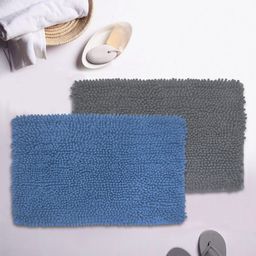 BIANCA Set Of 2 Mushroom Texture Non-Slip Shaggy Bath Rugs-93