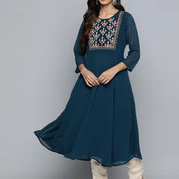 Jompers Floral Embroidered Thread Work Floral Georgette Anarkali Kurta-picture-22