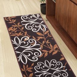Status Brown & White Printed Anti-Skid Taba Runner-24