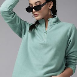 Roadster Women Blue Fleece Sweatshirt-image-40