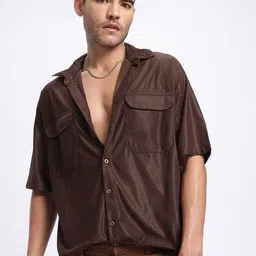 glitchez Oversize Energy Chevron Flap Pocketed Shirt-image-19