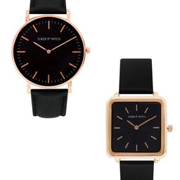 JOKER & WITCH Black & Rose Gold-Toned Spencer & Heidi Couple Watches JWCW197-23
