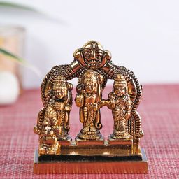 CraftVatika Antique Gold-Toned Lord Ram Darbar Idol Showpiece-image-30