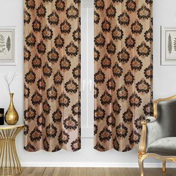 Good Homes by Home Candy Brown & Coffee Brown Set of 2 Window Curtains-0
