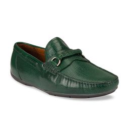 ROSSO BRUNELLO Men Green Textured Leather Formal Loafers-image-31