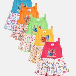 MANZON Girls Pack of 5 Floral Print Dresses-image-15
