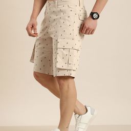 HERE&NOW Men Abstract Printed Slim Fit Cargo Shorts-image-54