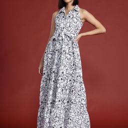 all about you Abstract Printed Tiered Tie-Up Maxi Dress-image-17