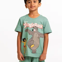 Nap Chief Kids Printed Round Neck Short Sleeves Cotton T-shirt with Shorts-48