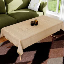 Kuber Industries Gold Toned Floral Cotton Rectangle 4 Seater Table Cover-picture-31