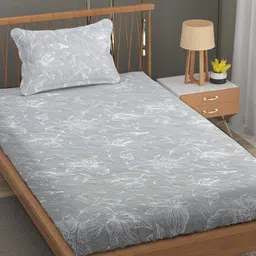 Trance Home Linen Grey Printed Pure Cotton Fitted 144 TC Single Bedsheet Set 1.82m x 76 cm-image-17