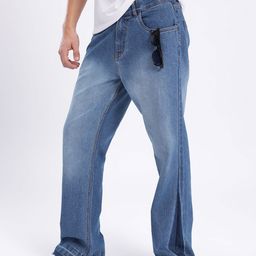 glitchez Men Washed Raw Hem Bootcut Fit Jeans-image-78