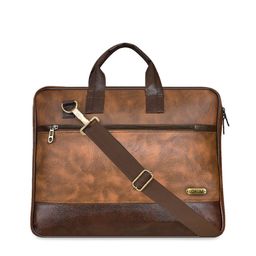 LOREM Unisex Tan Textured Laptop Bag-image-80