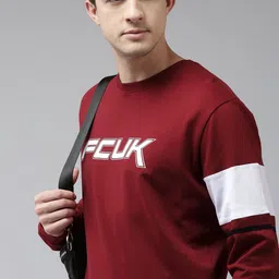French Connection Men Maroon Printed Sweatshirt-image-24